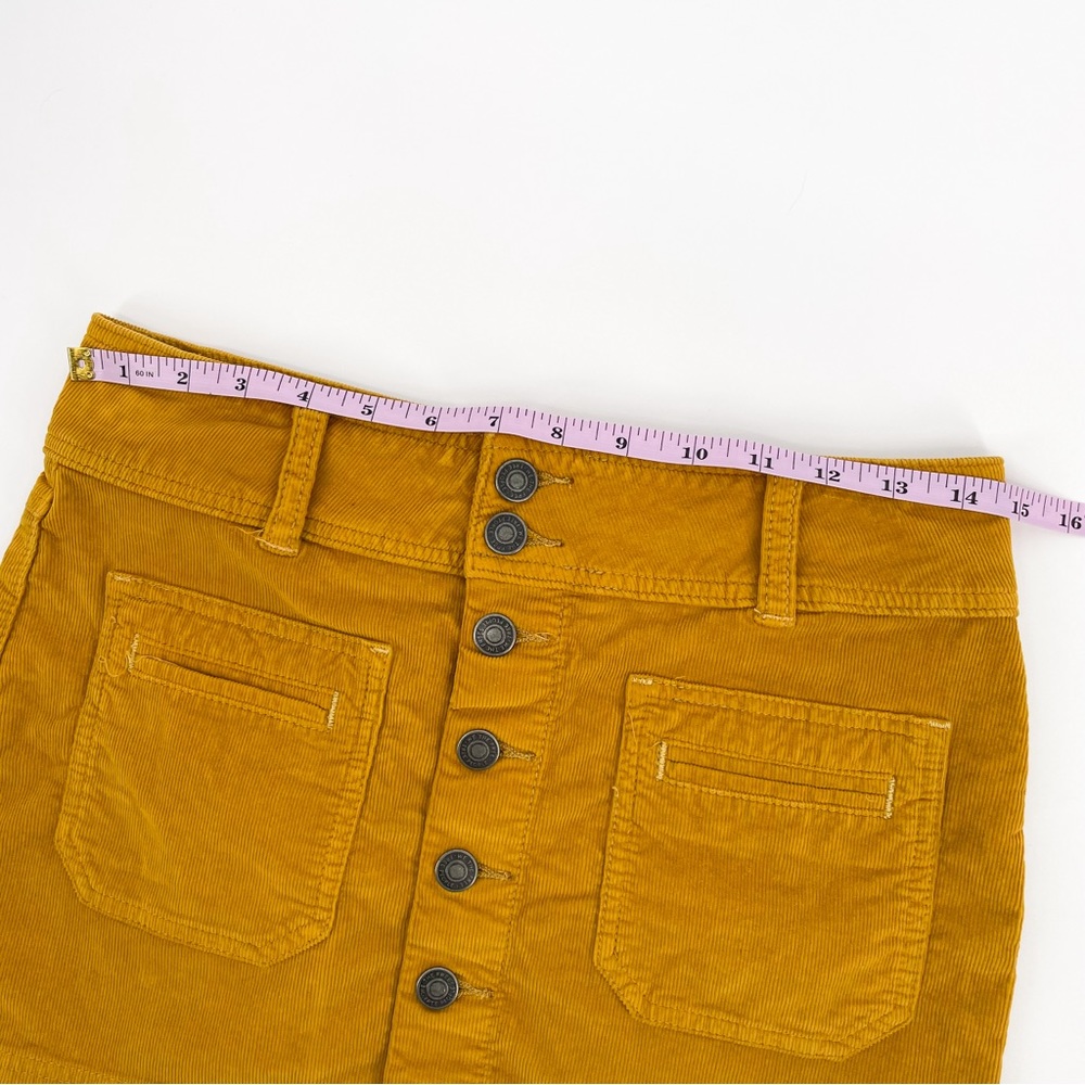 We The Free Joanie Mustard Corduroy Button Down Mini Skirt Size 25 - Picture 9 of 9